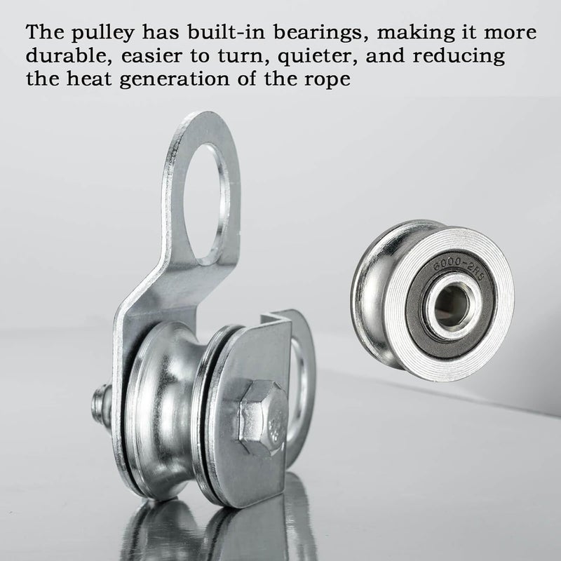 KCNOFNC 32mm Cable Pulley Wheel with Ball Bearing, Smooth No Noise, Small Snatch Block for 6mm/0.23 Inch Wire Rope, 2Pack - Image 3
